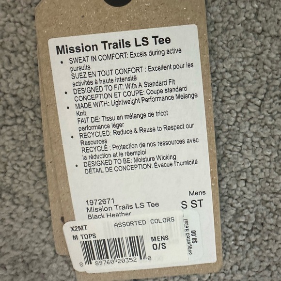 Prana Men’s Mission Trails Long Sleeve Tee Black Heather Size Small - Picture 5 of 7